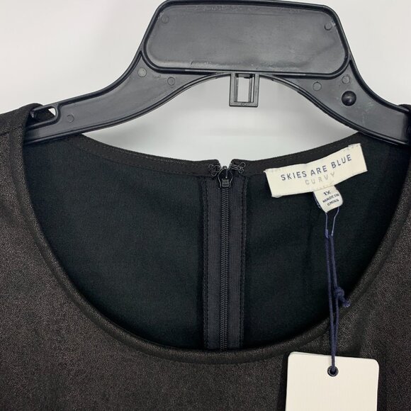 Skies are Blue Dress Sadie Faux Suede Black Ruffle Short Sleeve - Picture 7 of 13